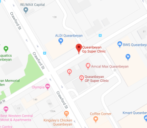 Queanbeyan clinic location map