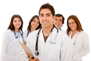 Five smiling doctors